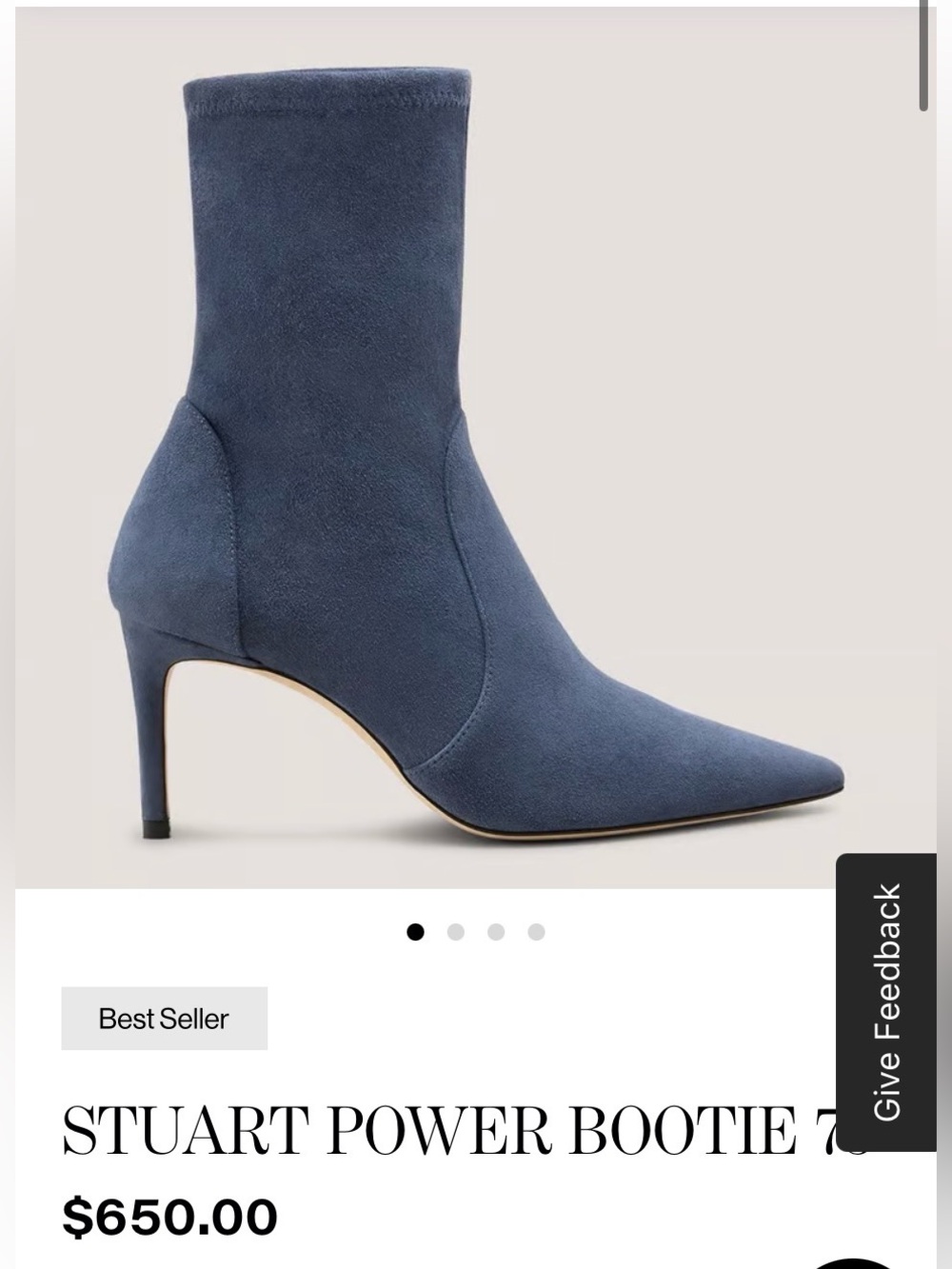 Stuart Weitzman storm blue Suede 4 inch heel Pointed-Toe Ankle sock Bootie 7